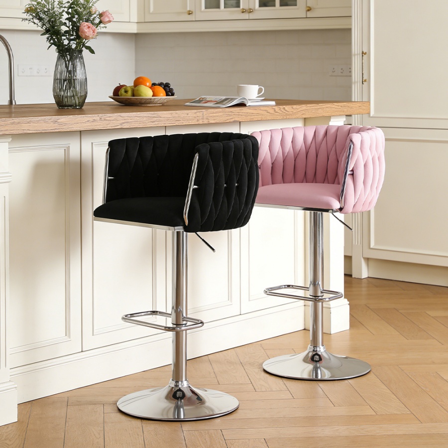 Swivel velvet gold frame bar stool